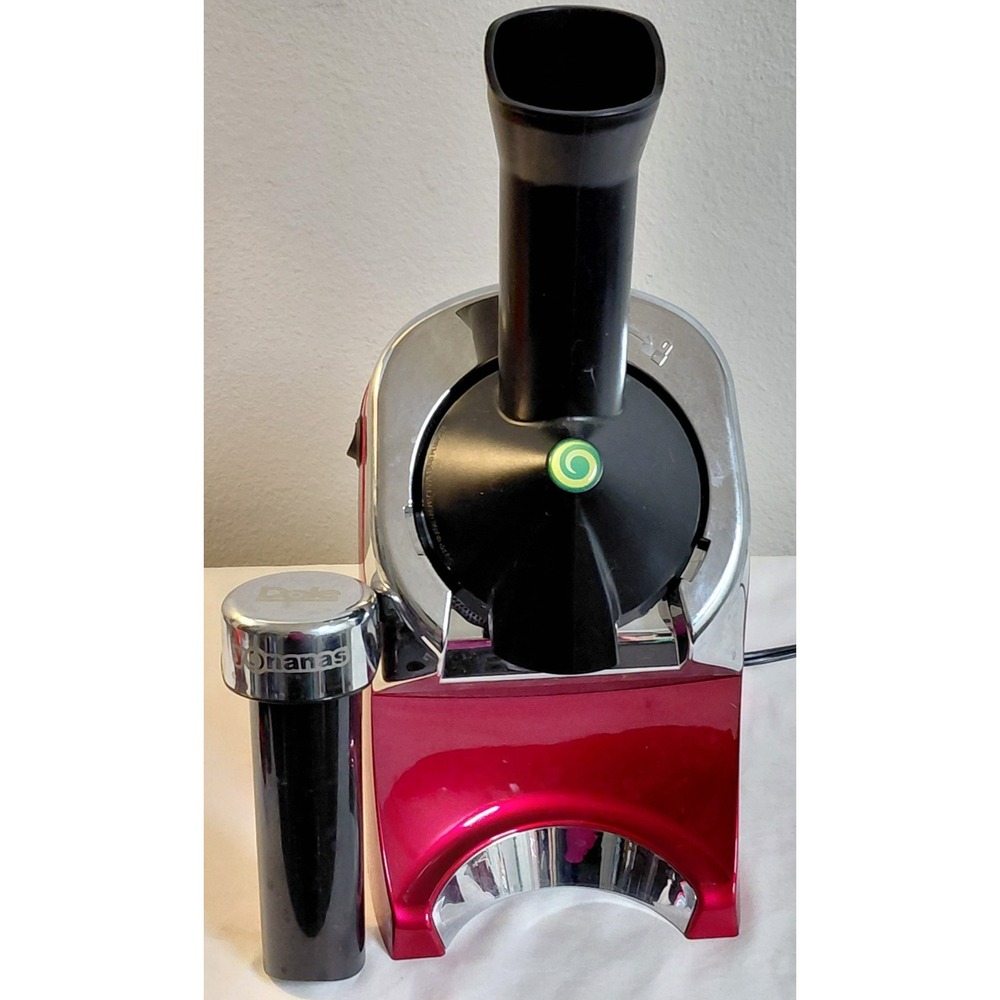 Yonanas Deluxe Frozen Fruit Soft Serve Dessert Maker Red Chrome 200W Tested